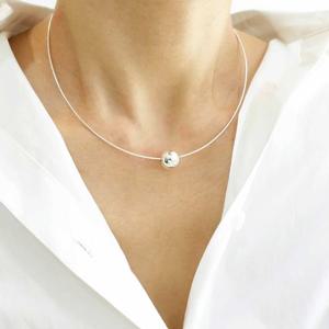 [브리치]  / 여성용 실버 라운드 볼 목걸이