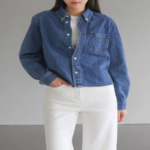 [최초가 111000원] 레더패치 데님 셔츠