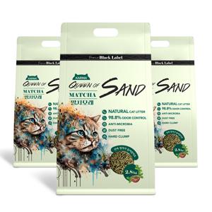 퀸오브샌드 블랙라벨 두부모래 고양이모래 말차 2.8kg x 3개