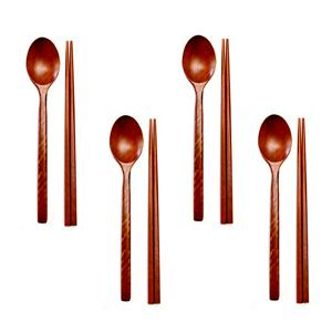 감성주방 내츄럴 옻칠나무수저세트 4인가족용 캠핑 한식당 나무숟가락 나무젓가락