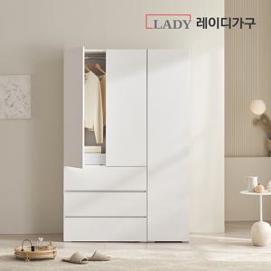 빈트 수납 시스템 터치 옷장 장롱 1200 D세트 (800 3단 서랍 옷장+400 긴옷장)