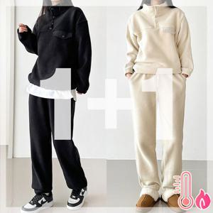 [하프클럽/코디제이]후리스 스냅 조거세트 따뜻기모 겨울 트레이닝세트 플리스 집업 캐주얼 데일리룩 캠핑룩 남녀