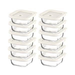 내열오븐유리 촉촉한 즉석한끼용기 정사각형 320mlx6p -2개 밥용기 유리용기 냉동밥보관 찜기 반