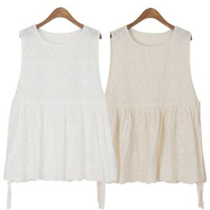 [하프클럽] 꽃자수면레이스 에이프런 롱나시 레이어드 프릴 민소매 조끼 베스트