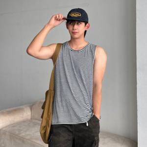 남자 투리 박스 오버핏 여름 단가라 트임 나시티