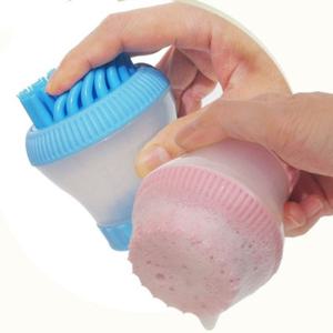애견빗 강아지 고양이 목욕솔 디스펜서 샴푸 브러쉬 블루