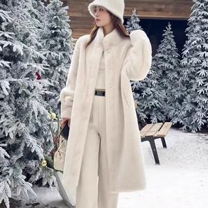 라우디 하이넥 밍크 퍼롱코트_W4360