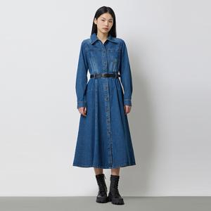 [본사] 데님 셔츠형 밴딩 원피스_SAOP04511BL