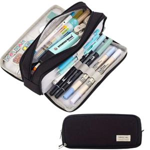 대용량 마카롱 패브릭 필통 대용량 심플 파우치블랙 중학생 고등학생 방수 패브릭 편리 가벼운