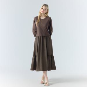 [최초가 75000원] [55~88] 내추럴 셔링 스웻 원피스