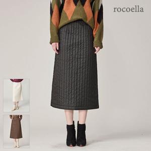 로웰 A라인 슬림핏 패딩 롱스커트