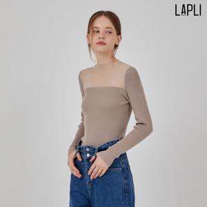 [최초가 79000원] 시스루 배색 니트 티셔츠_LKTSF124019