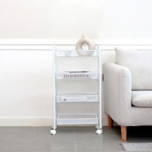 자우버탁 다용도 이동식 4단 메쉬 틈새 수납선반화이트