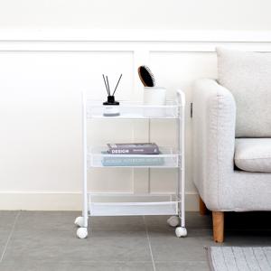 자우버탁 다용도 이동식 3단 메쉬 틈새 수납선반화이트