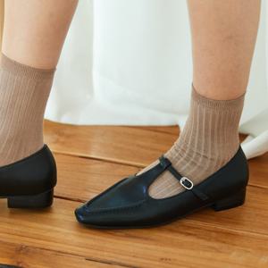 [정상가:144,000원] KM306 핸드메이드 카우레더&스웨이드 스트랩 플랫 슈즈 2Type l 3Colors