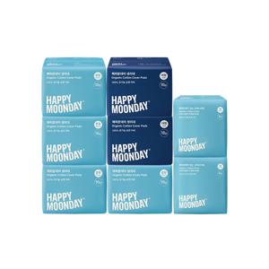 [해피문데이] 순면 생리대 BEST 2개월 세트 (중형, 대형, 입는오버나이트)