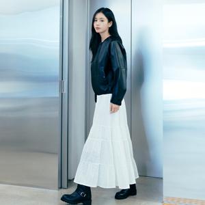 셀렙샵 에디션 26SS 코튼100 자수 티어드 스커트