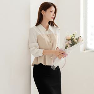 (~XXL까지) 페콜라 페플럼 레이어드 블라우스 봄 가을 하객룩 오피스룩 모임룩 격식룩 빅사이즈