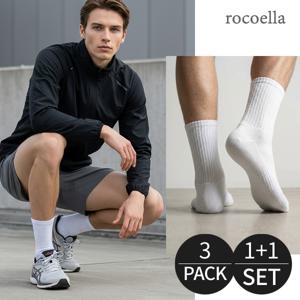 남성용 쿠션 크루 스포츠 양말 3PACK 1+1