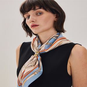 [선물포장/쇼핑백동봉][SILK100]블루 DD체인 스카프&링 세트 DCSC5F703J