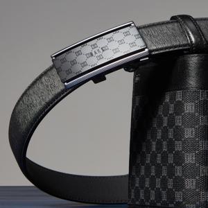 [선물포장/쇼핑백동봉] 블랙 DD패턴 무광버클 소가죽 자동벨트 DBBE5F711J