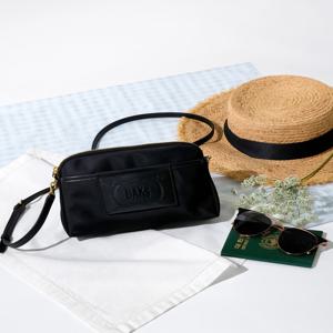 본머스 블랙 가죽배색 나일론 미니 크로스백 DCWA5F808J