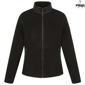 [핑골프][양말드림]여성 우븐 배색 방풍 집업 티셔츠 121D4TF753_BK