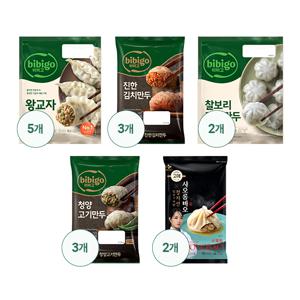 비비고 만두 5종 총 15봉(왕교자5+진한김치3+찰보리감자2+청양고기3+샤오롱바오2)