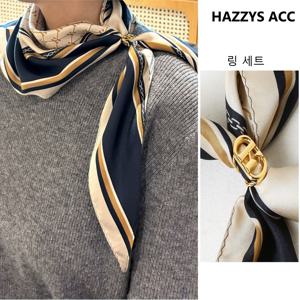 네이비 헤리아토 삼각링 실크 스카프/링포함 HISC5E630N2