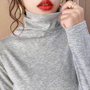 여자 기본 스판 면 폴라 티셔츠 반목 하프 터틀넥 흰색목폴라반목티 면폴라티반목폴라티