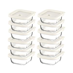 내열오븐유리 촉촉한 즉석한끼용기 정사각형 320mlx6p -2개 밥용기 유리용기 냉동밥보관 찜기 반