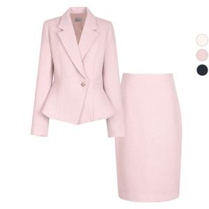 SET 여성 페플럼 겨울 정장 자켓+미디 스커트 세트