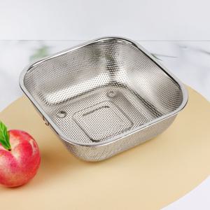 퀸센스 스텐 채반 정사각 세척 소쿠리 바구니 23cm 사각채반 업소용채반 스텐채반 거름망