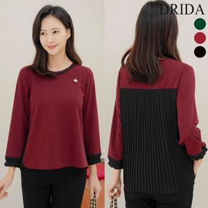 플리츠 빅사이즈 티 블라우스 40-50대 미시 중년여성 엄마옷 마담 하객 모임 상견례