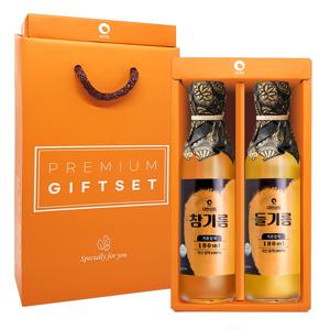 50년전통 대현상회 저온압착 국산 참기름 들기름 180ml 선물세트 (선물케이스포장)