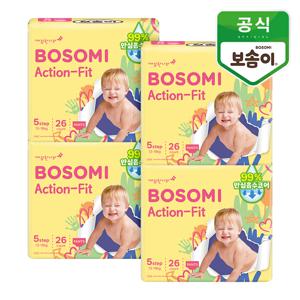 보솜이 액션핏 남녀공용 팬티형 기저귀 특대형 26개입 4개