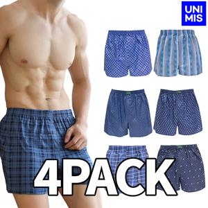유니미스 국산 남자 면100 사각 트렁크팬티 4장