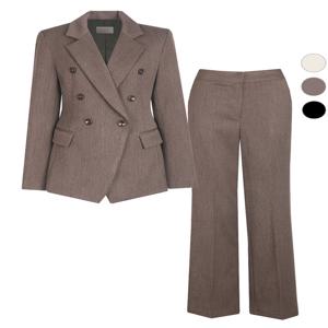 SET 여성 라이브 겨울 더블 정장 울자켓+팬츠 세트