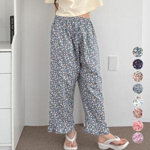 마리끄 국내생산 실켓 면60수 여성 플라워 프릴 9부바지