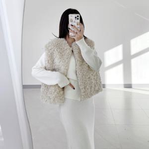 [브리치]  / 겨울 양털 뽀글이 푸들 퍼 루즈핏 집업 베스트 조끼 4컬러