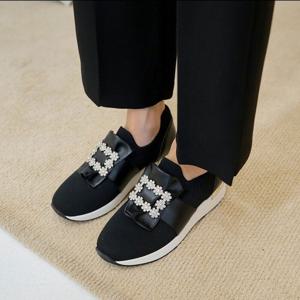 [브리치]  / 스퀘어보석 가죽콤비 스니커즈 슬립온 운동화