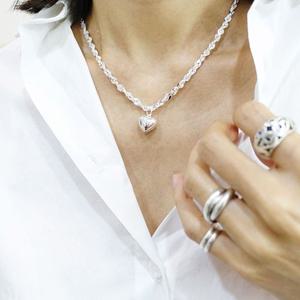 [브리치]  /  빠른배송  커팅체인 하트 실버목걸이