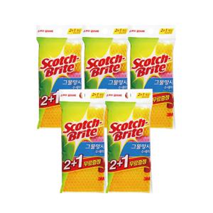 3M 스카치브라이트 그물망사수세미 2+1 3개입 x 5개