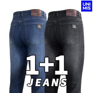 유니미스 남성 여름 캐주얼 스판 데님 팬츠 1+1