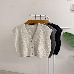 [브리치]  / 스티비 울 브이넥 다이아 꽈배기 니트 조끼(4color)