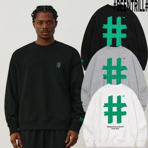 [빈트릴]그린 테이핑 해시태그 맨투맨 BA243RM006