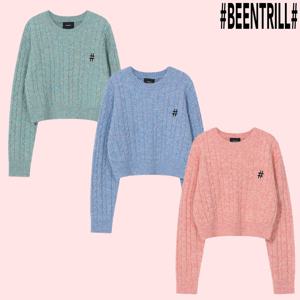[빈트릴]우먼즈 에센셜 해시태그 로고 크롭 니트 BA243KT501