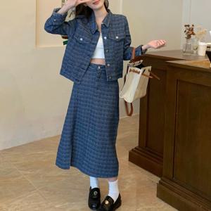 [브리치]  / 브엘딘 데님 재킷 탑 롱 스커트 세트