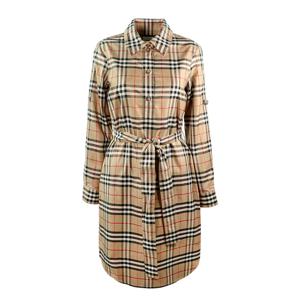 여성 체크 벨티드 셔츠 원피스 8085647 A7028