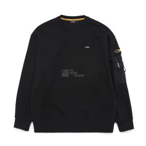 N231MSW070 세미 오버핏 소매 포켓 맨투맨 티셔츠 CARBON BLACK